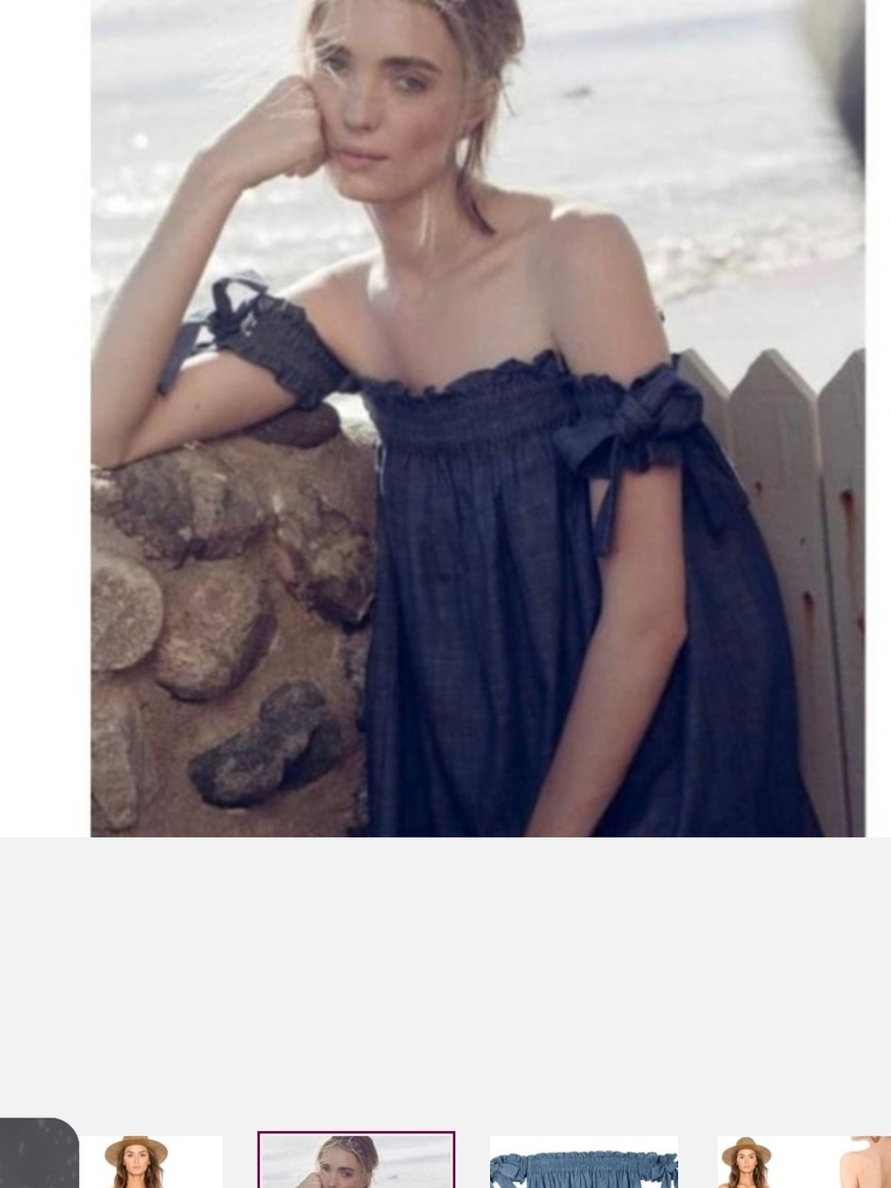MISA LOS ANGELES Off-Shoulder Navy Blue Summer Dress